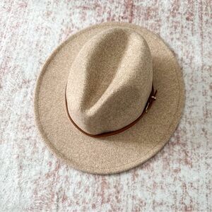 Altar’d State Wool Blend Wide Brim Fedora Hat Beige Western Boho
